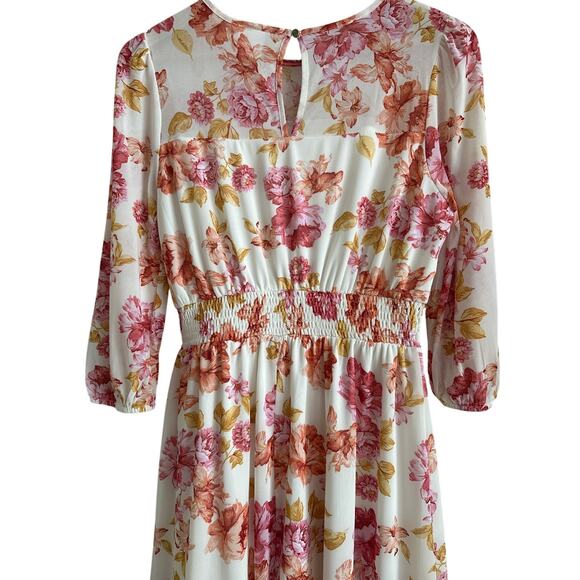 Luna Floral Smocked Waist Dress -Lined - Medium - EUC - Picture 4 of 7